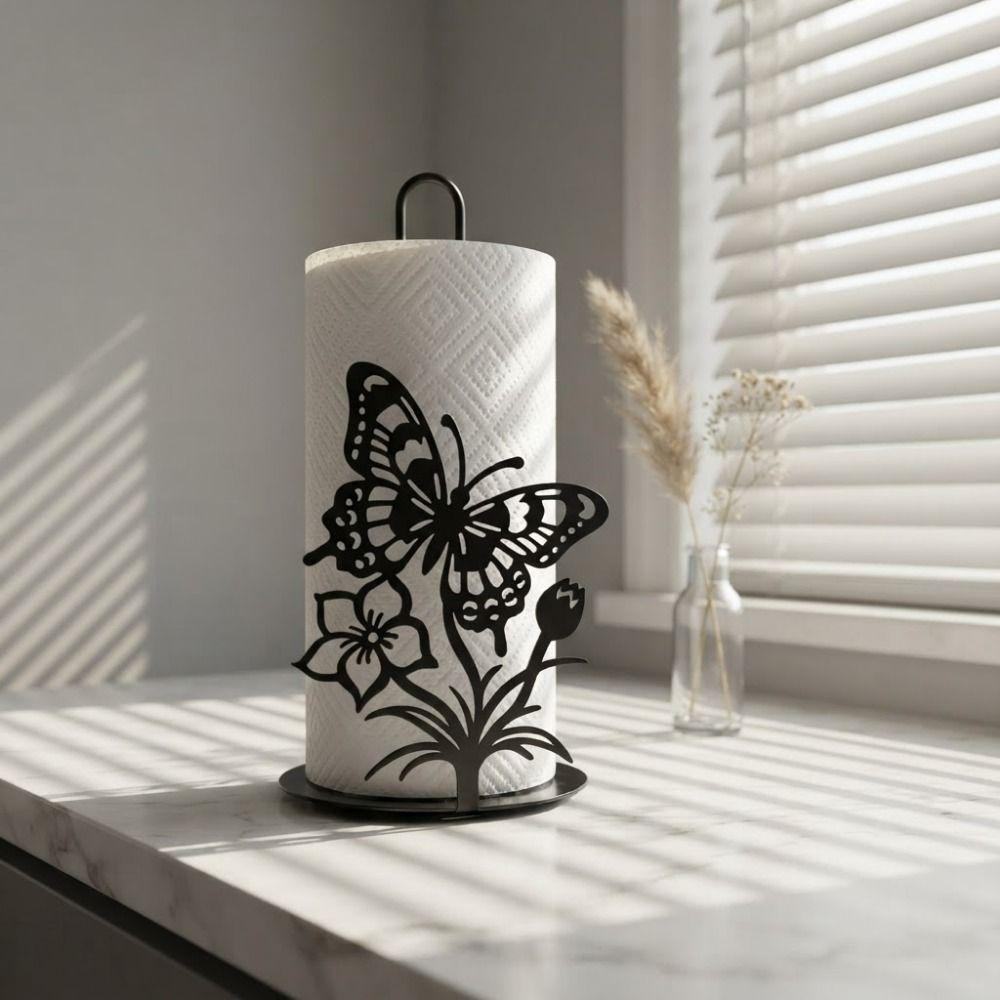 Free Standing Butterfly Napkin Holder 2D Flat Vertical Napkins Rack Kitchen