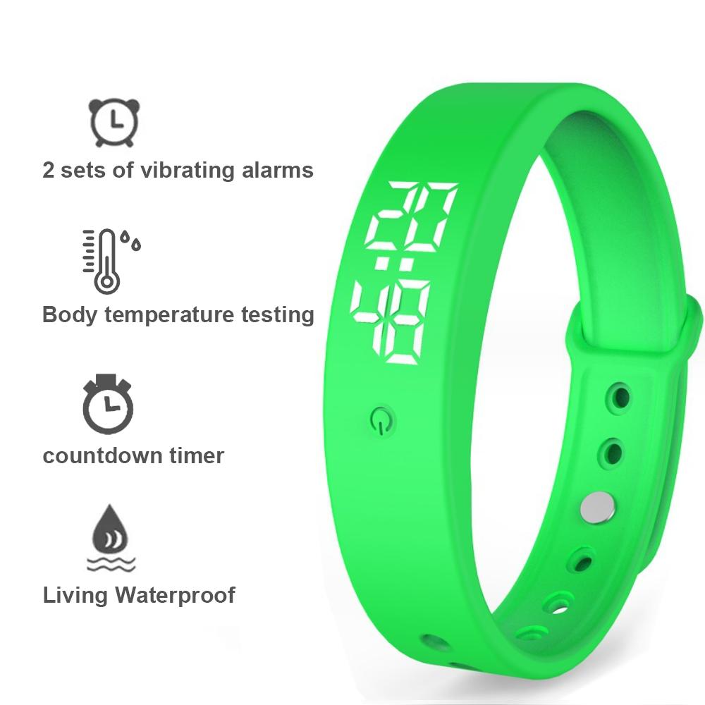 LED Digital Smart Bracelet Monitor Thermometer Vibration Alarm Wristband Smart Bracelet Waterproof Smartband for Student