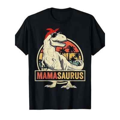 Camiseta Divertida MamaSaurus T-Rex Dinosaurio Mamá Retro Vintage Suave Cuello Redondo Manga Corta - Regalos del Día de la Madre para Mujeres