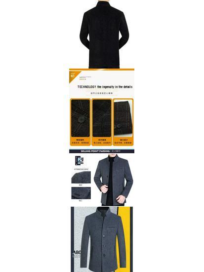 Herren Wollmantel mit Stehkragen - Dick, warm, Kurzstil für Herbst/Winter Business Casual oder Papas Outfit.