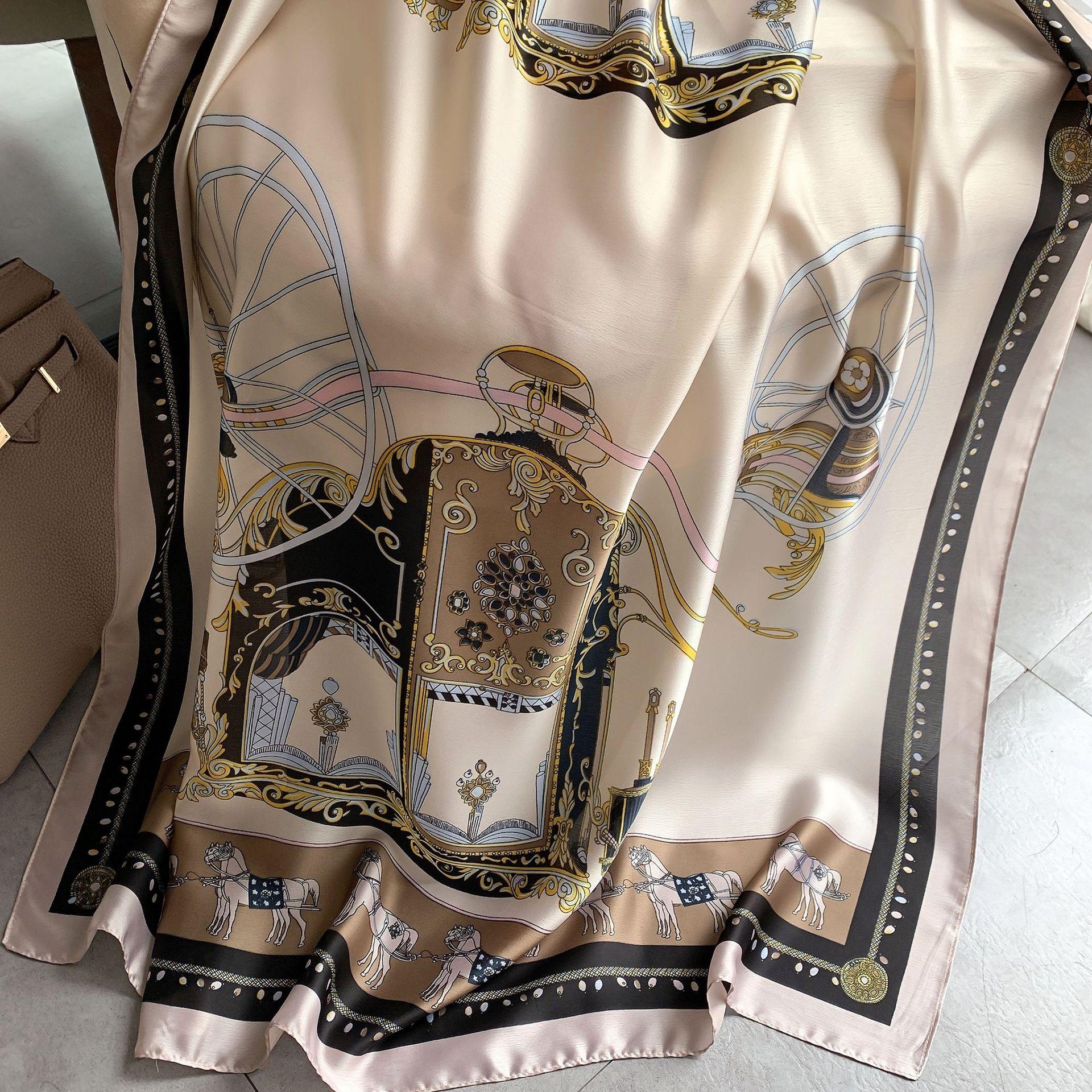 

Высококачественные роскошные шелковые шарфы, повязка на голову, шарфы, шейный шарф для женщин, шелковый шарф с цепочкой, женская декоративная шаль 180-90cm