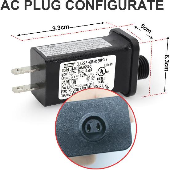 Replacement 24V 0.25A 6W LED Transformer for CZJUTAI JT-DC024V0250-C Class 2 Power Supply IP44 LED Light Controller Low Voltage Transformer for