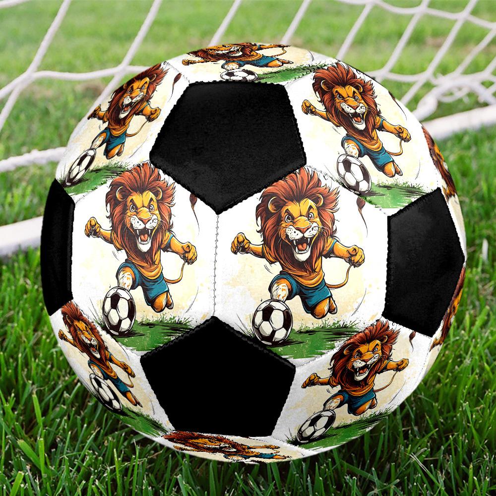 1pc Lion Soccer Player Soccer Balls Size 5 Machine-Stitched Ball, Sports League Outdoor Match Football Training Ball Futbol Voetbal. Q261525 Size 5