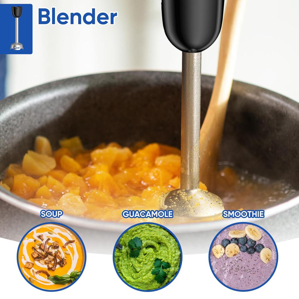 BioloMix HB‑3016 Black 1000W 3‑in‑1 Hand Blender 30‑Speed Turbo Immersion Blender