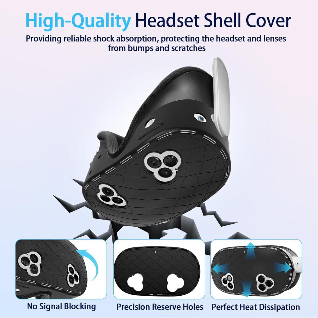 Six-piece set Black For Quest3S Silicone VR accessories Anti-drop protective cover Handle cover