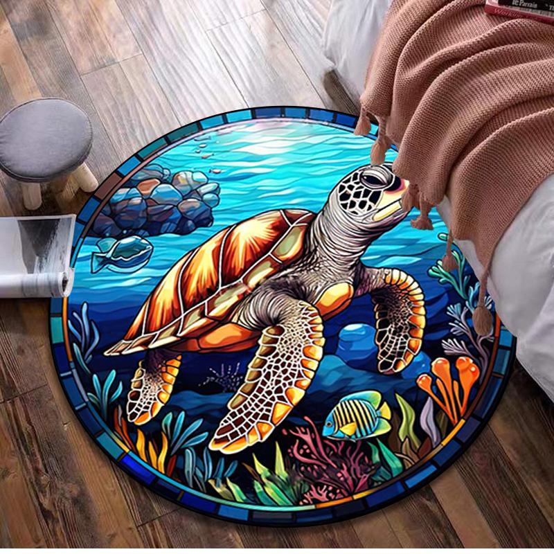 

Animal peacock Circular Rug - Office Decorative Carpet For Living Room Bedroom Door Mat Floor Rug Computer Chair Area Rug 80x80cm( 31x31in)