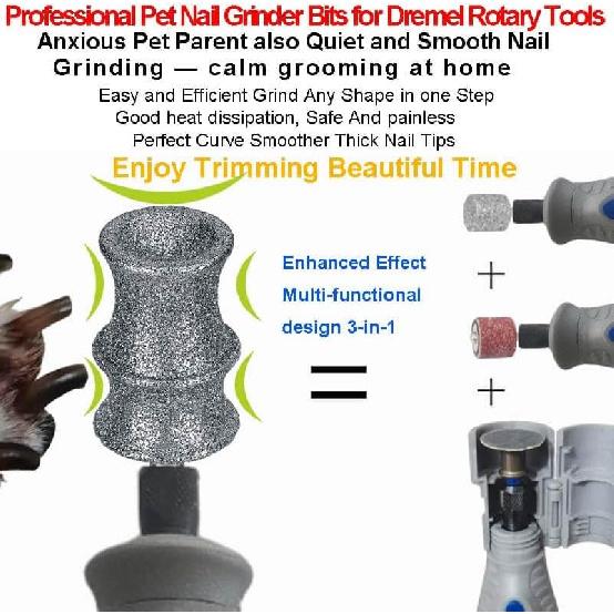 Stress-Free for Dremel Dog Nail Grinder Refill Attachment - Diamond Bit Tip & Replacement Head Fit Dremel 7760 & 7350, for Small to Large Pet Dog/Cat