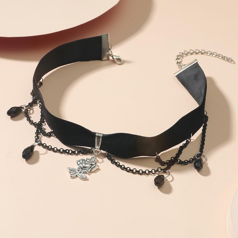 Classic Retro Rose Neckchain Simple Romantic Couple Gift Necklace Collar Japanese Ins Collar Chain Jewelry