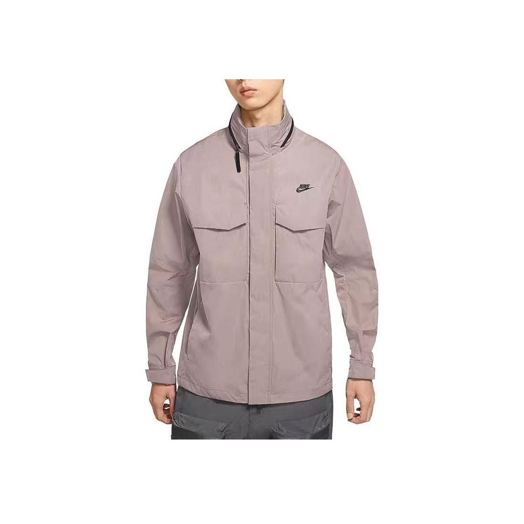 Nike Solid Color Logo Embroidered Hooded Jacket Men Outerwear Grey DC6771-229