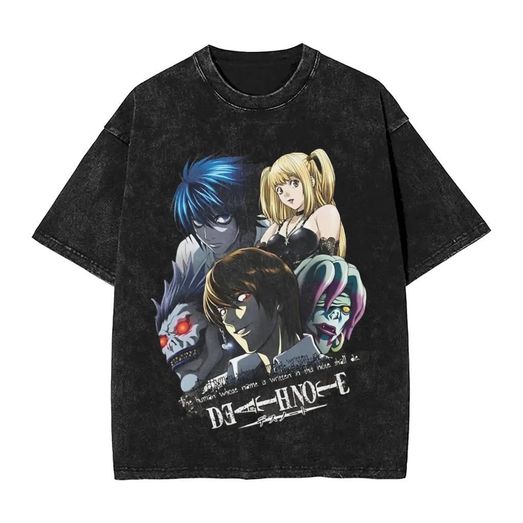 Death Note Ryuk Shinigami Bande Dessinée Graphique Unisexe Coton Lourd Vintage Noir Streetwear T-Shirt