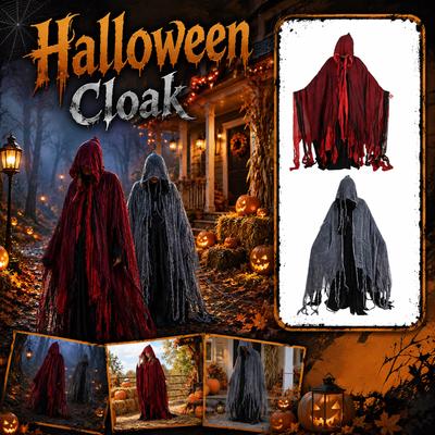 Adult Hooded Cloak Costume with Tattered Robe Design for Halloween Parties Haunted House Cosplay Events One Size
