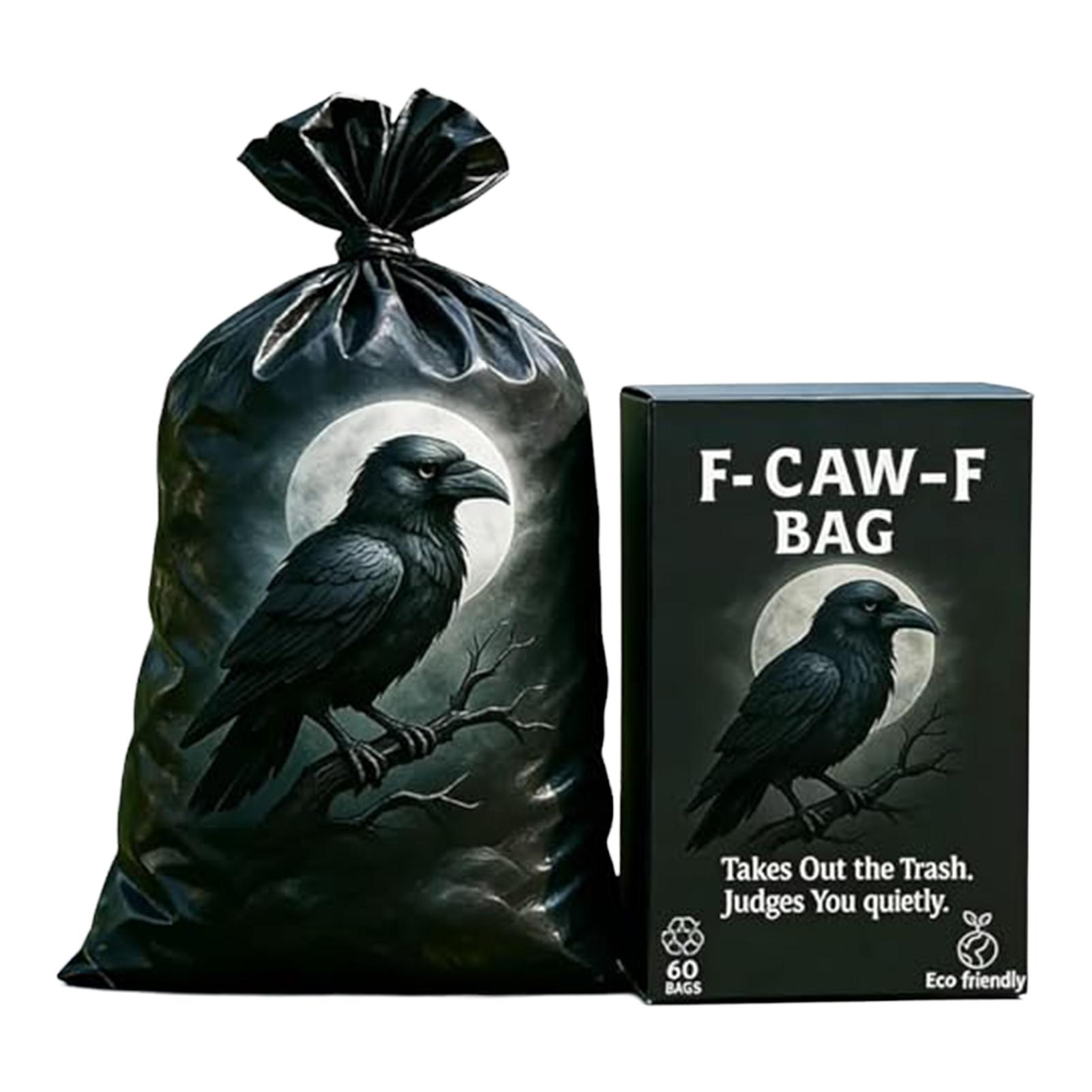60pcs Funny Crow Print Garbage Bags Durable PE Material Garbage Bags for Home and Office Use Crow Garbage Bags