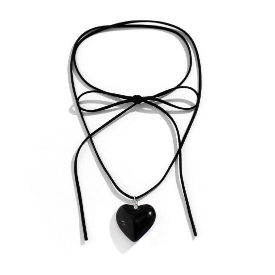 Big Love Pendant Necklace Adjustable Faux Leather Wax Rope Women Choker Necklace Jewelry Gift Accessories