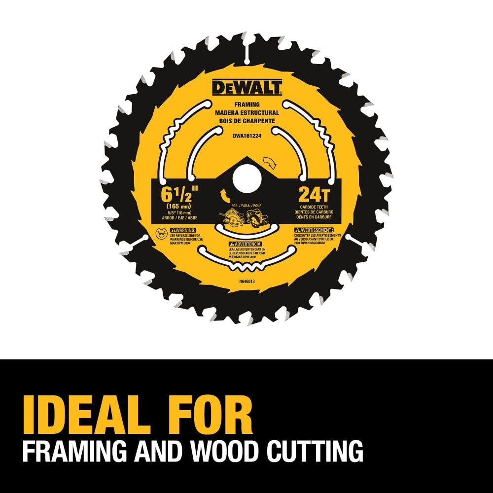 Circular Saw Blade, Tungsten Carbide, 24 Teeth, 6-1/2-In. DWA161224