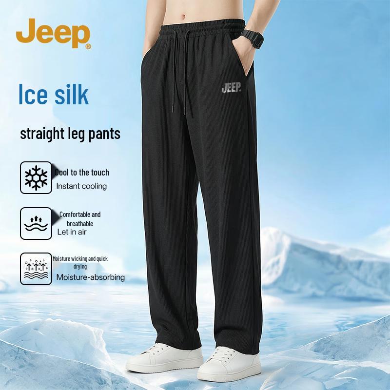JEEP Men s Summer Ice Silk Straight-Leg Casual Pants 3XL