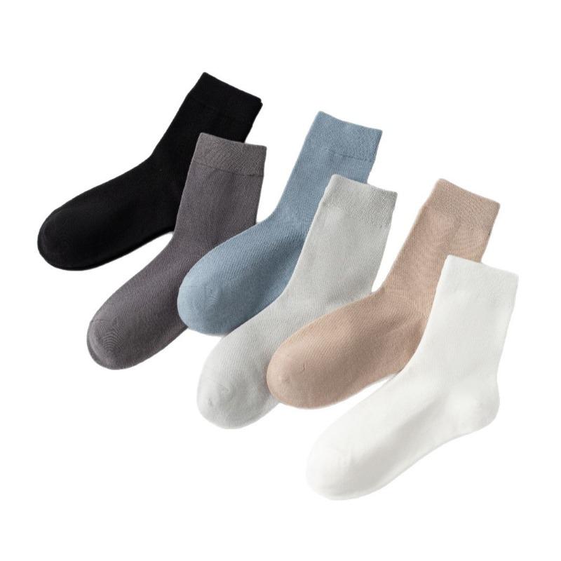 Men's Summer and Spring Mid-calf Socks, Pure Cotton Anti-odor Summer Mesh Breathable and Sweat-absorbing Solid Color Sports Socks