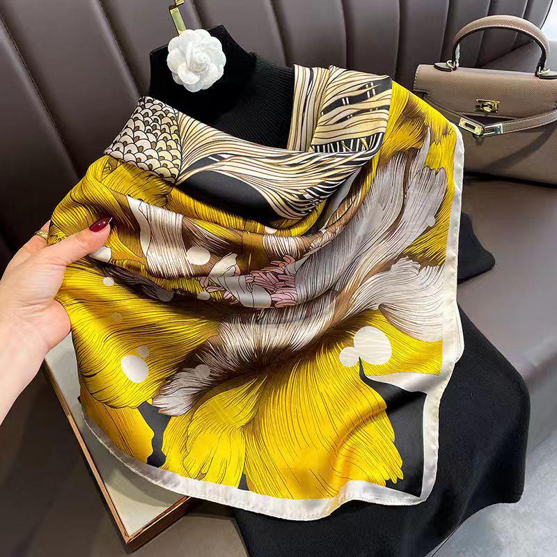 Imitation Silk 110x110 Scarf Shawl: Sun Protection Travel Gauze Headscarf