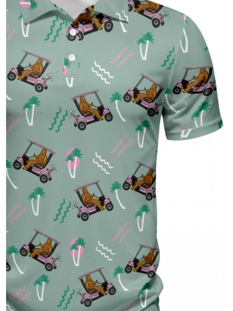 Printed Design – Not Textured Men's Vintage Gorilla Print Short Sleeve T-Shirt - Lightweight Polyester, Summer Golf and Tennis Tee, Fun Animal Design,