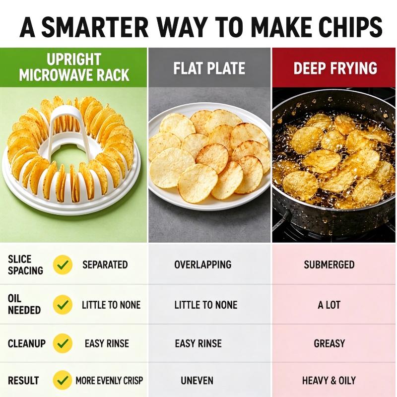 Microwave Potato Maker Set With Slicer And Drying Rack No Deep Frying 5 Min Crispy For Homemade Healthy Snacks