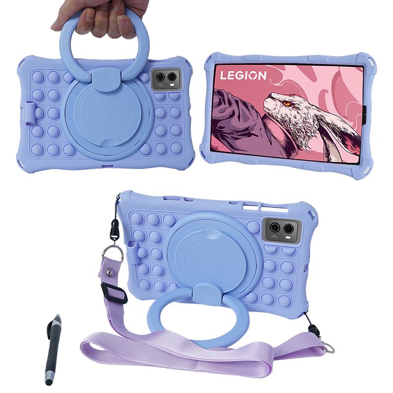 360 Rotating Stand Case For Legion Y700 8.8 Inch Soft Silicone Cover With Handle Grip And Shoulder Strap Coque