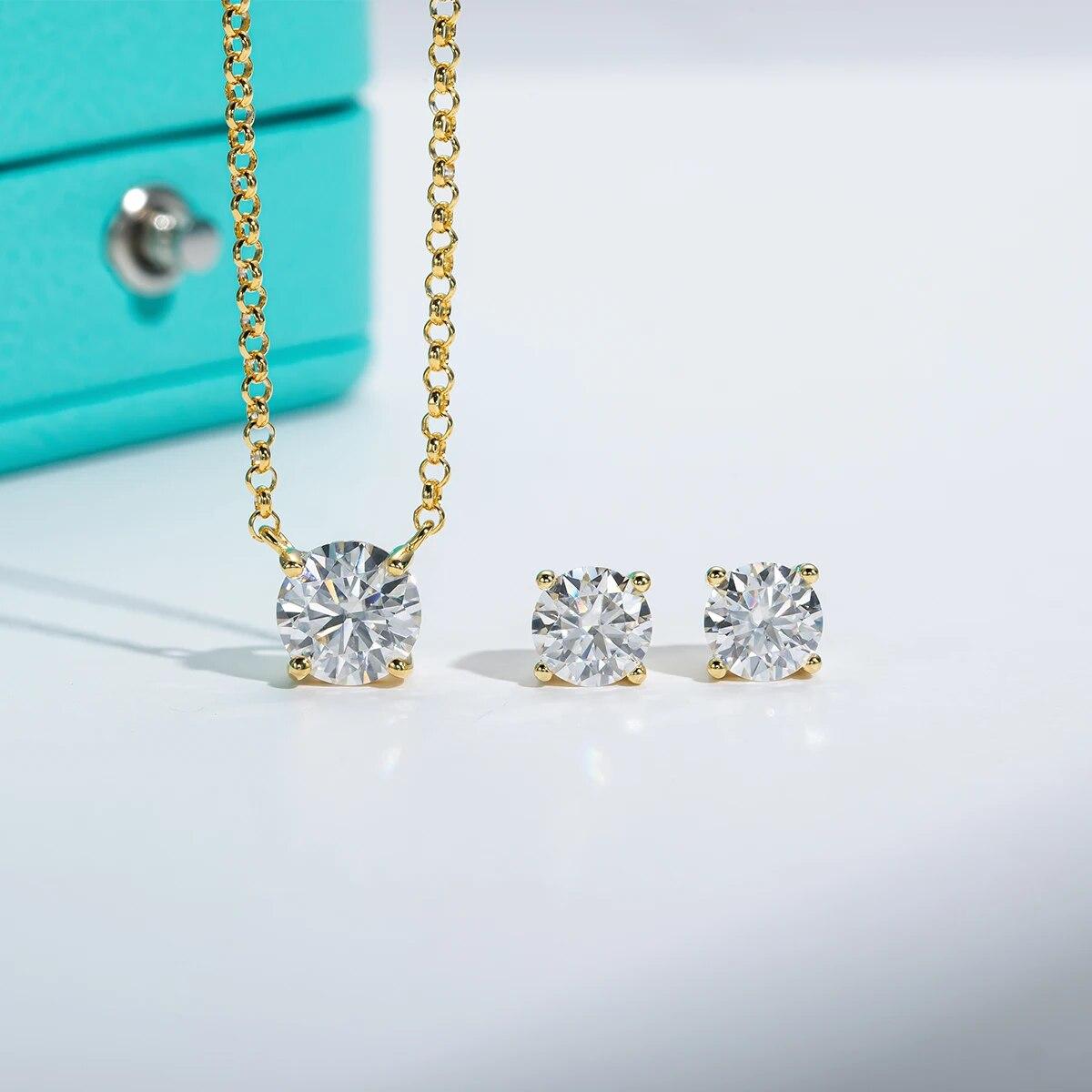 

Новое ожерелье с муассанитом 2 карата D, серьги с муассанитом 1 карат, комплект ювелирных изделий из стерлингового серебра 925 пробы, оптовая продажа ювелирных изделий