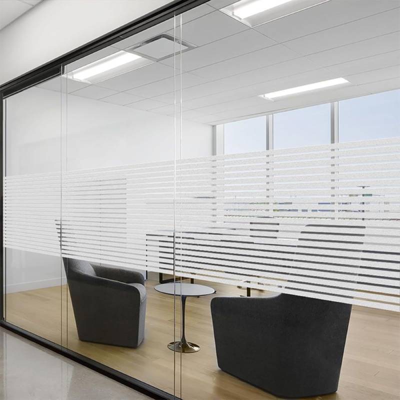 Modern Privacy Film With Striped Frosted Design For Bathroom Privacy And Easy Removal