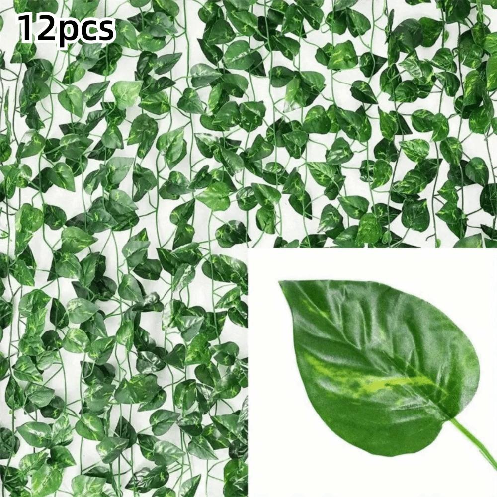 12PCS Artificial Ivy Garland Green Color Green Leaf Vine Fake Plant Creeper Garden Decor
