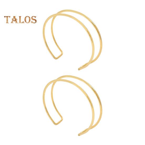 2 Pcs Women Bracelets Double-layer Open Adjustable Polished Anti-slip Exaggerated Style Solid Color Metal Arm Cuffs Lady Jewelry