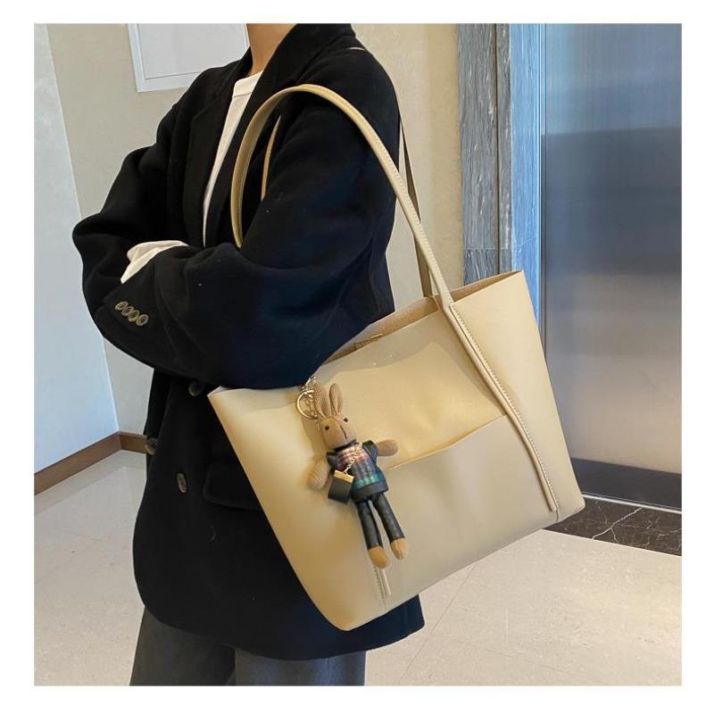 Simple Large Capacity Faux Leather Tote Bag Street Style Commuter Shoulder Handbag KTB