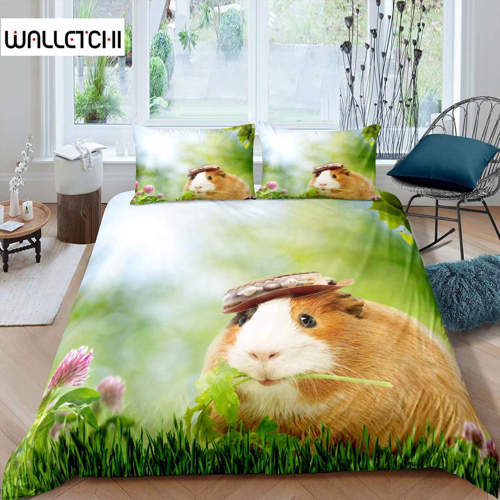 Guinea Pig Duvet Cover Set Cute Cavy Pattern Bedding Set Animal