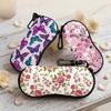 Portable Floral Sunglasses Case with Carabiner Ultra Light Waterproof Eyeglass Pouch Zipper Glasses Organizer for Women Men