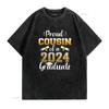 Proud cousin of a class 2024 graduate senior graduation T Shirt vintage Washed Top For Everyday Wear Breathable