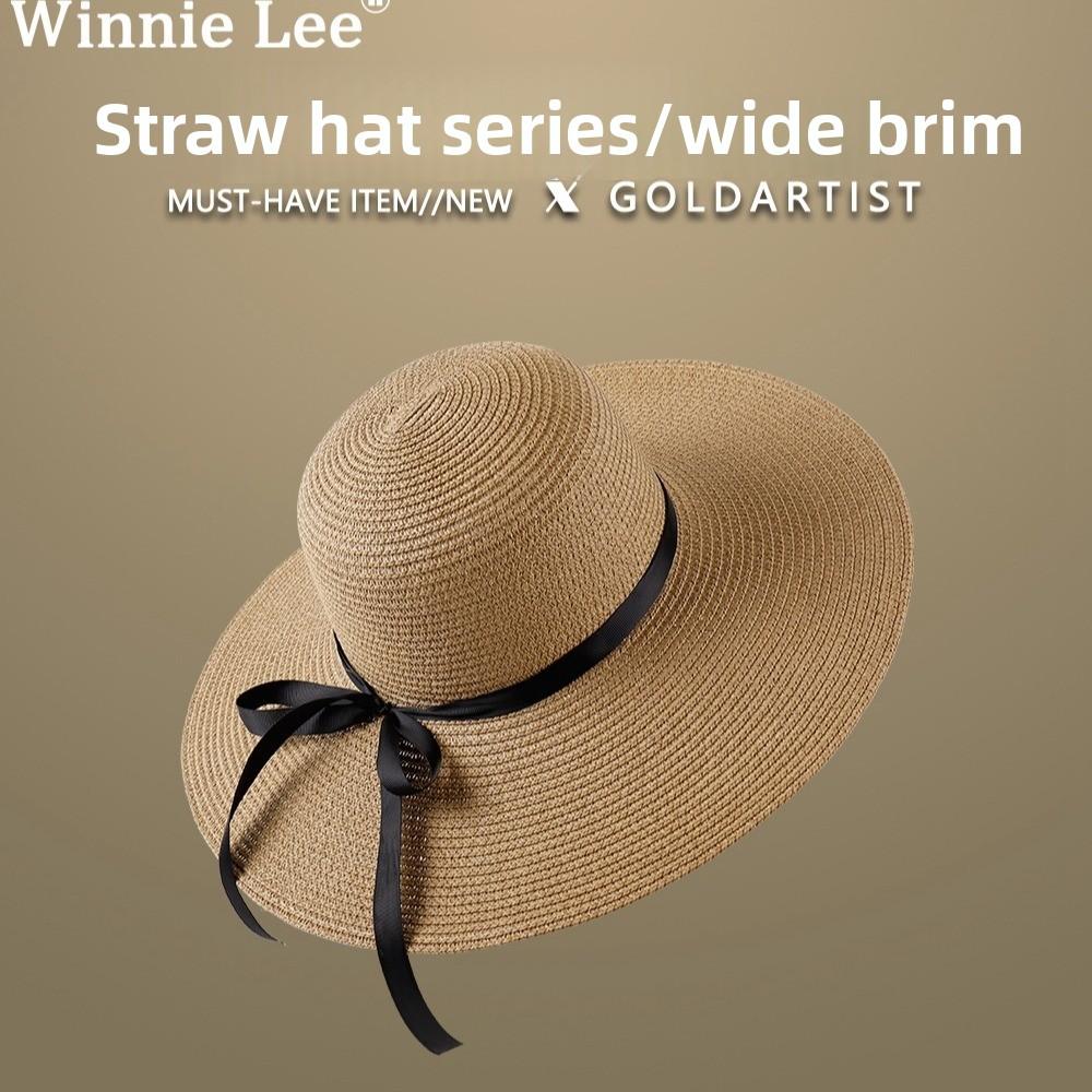 Straw Hat Women's Summer Beach Hat Sun Protection UV Protection Sun Hat Large Brim Straw Visor