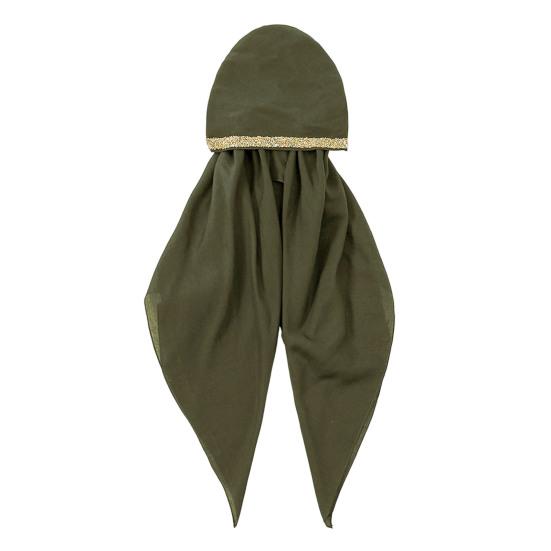 

Turban Hat with Shiny Rhinestone Brim Curved Fit Long Tail Design Breathable Drapey Turban Cap Commuting Travel Headwear D