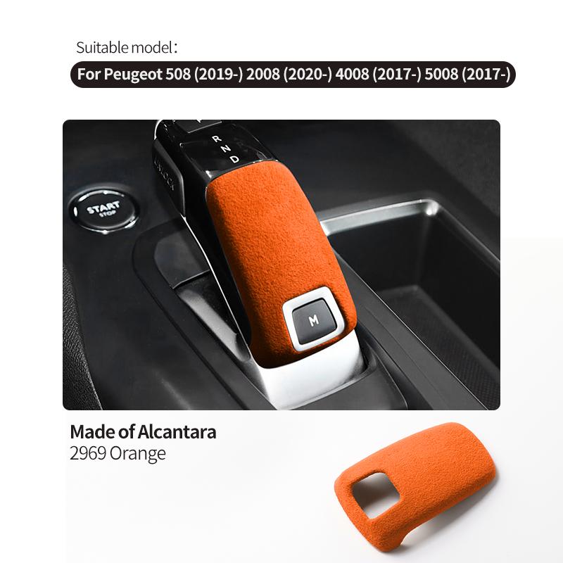 For Peugeot 508 2008 4008 5008 Gear Shift Knob Boot Cover Trim Stickers Made of Alcantara Car Premium Lnterior Tuning Accessory