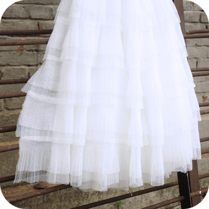 100*70cm Ruffled Tulle Lace Cake Skirt Pleated Mesh Lace Fabric Wedding Dress Fluffy Skirt Diy Sewing Lace Trim Fabric