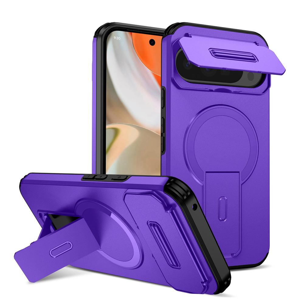 KEYSION Shockproof Magnetic Case for Google Pixel 9 10 Pro XL Slide Camera Protection Kickstand Phone Cover for Google Pixel 9A