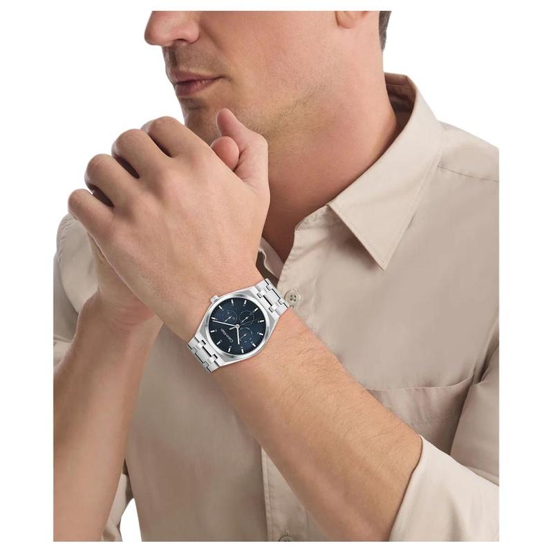 Calvin Klein Watch Quartz Movement Stainless Steel Strap 39mm Blue Dial Men's Watch 30 Meters Waterproof 25200520