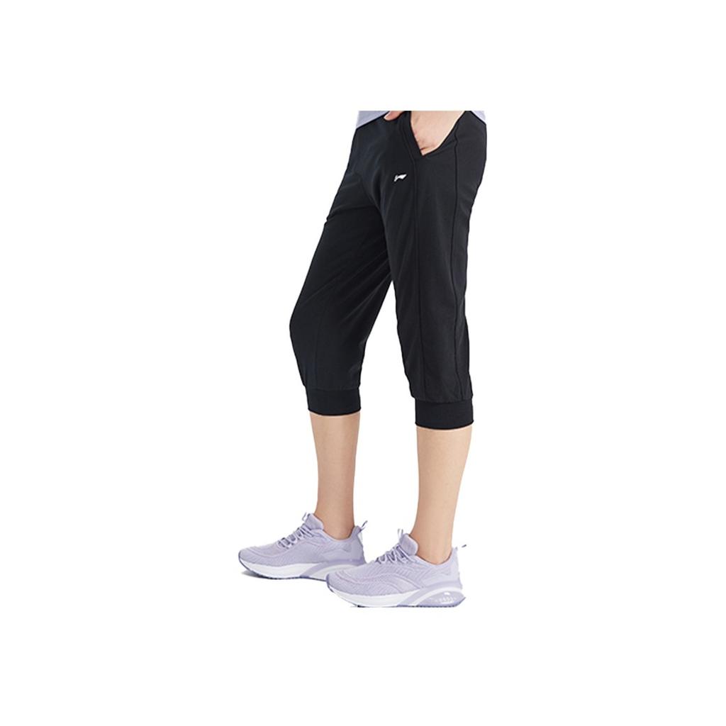 Li Ning Training Series Loose Fit Cropped Pants Women Bottoms Black AKQQ054-1