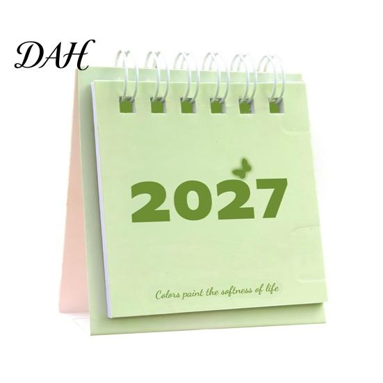 Portable Desktop Organizer Mini Desk Calendar 2027, Jan. 2027 to Dec. Standing Flip Small Morandi Color Table Calendar, 12 Monthly Planner with