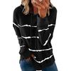 Women's Fashion Casual Stripe Print Hooded Long Sleeve Loose T Shirt Tops