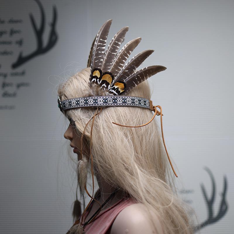 Indian Headdress Feather Headband for Children & Adults - Festival & Performance Costume
