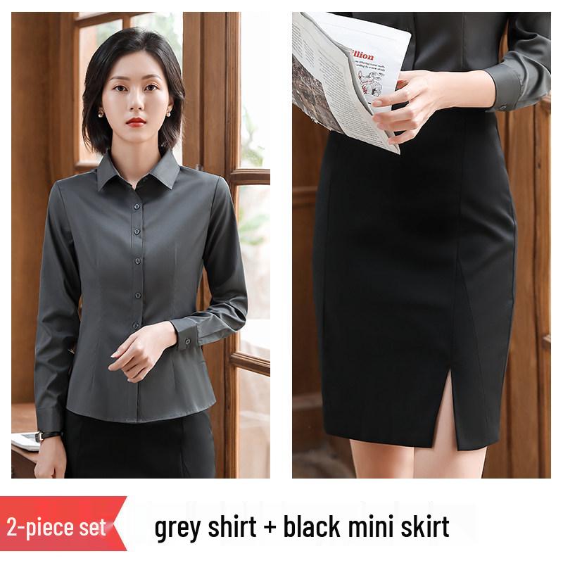 2025 Women's Non-Iron Long-Sleeve Slim Fit Business Shirt - Autumn Professional Micro-Elastic Workwear