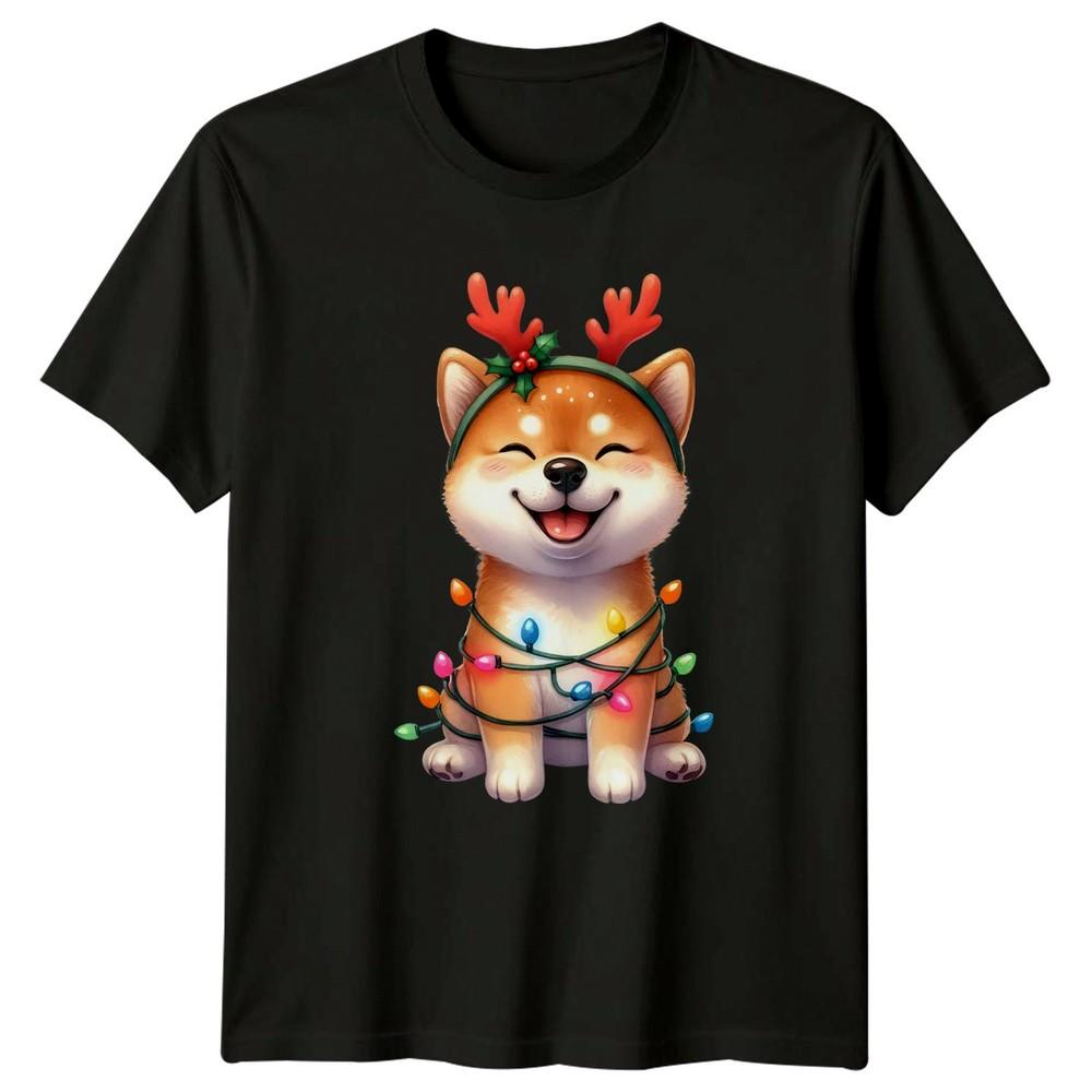 Shiba Inu Christmas Lights Reindeer Antlers Holidays Dog Unisexs Unisexs Graphic Tee