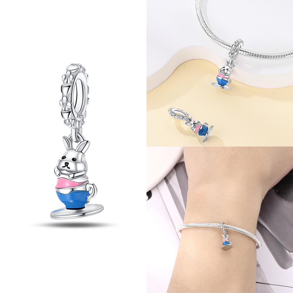 copper Authentic Certified Cute Rabbit Elephant Chameleon Animal Bead Compatible With Bracelets Diy Women Bag Charm Material