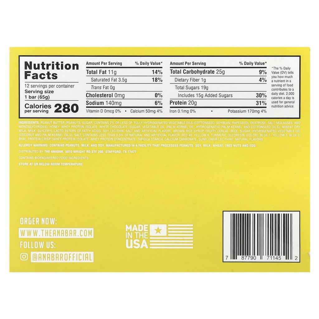 Protein-Packed Candy Bar, White Chocolate Fruity Cereal Crunch, 12 Bars, 65G (2.29Oz) Each