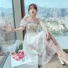 [Workmanship] Floral dress women's 2026 summer bubble sleeves close waist and look thin temperament gentle style skirt
