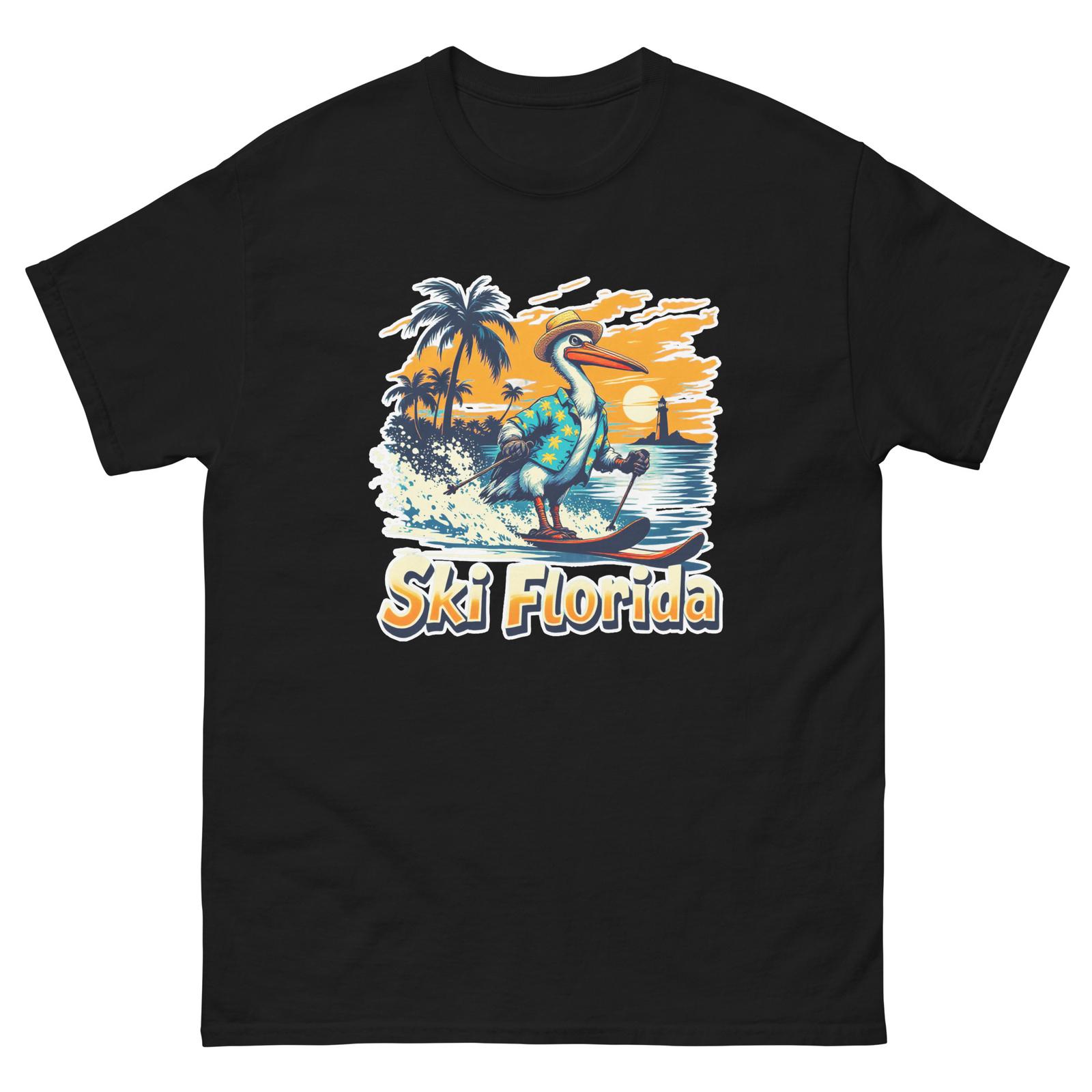 Ski Florida Pelican Skiing Skier Animal T-Shirt S