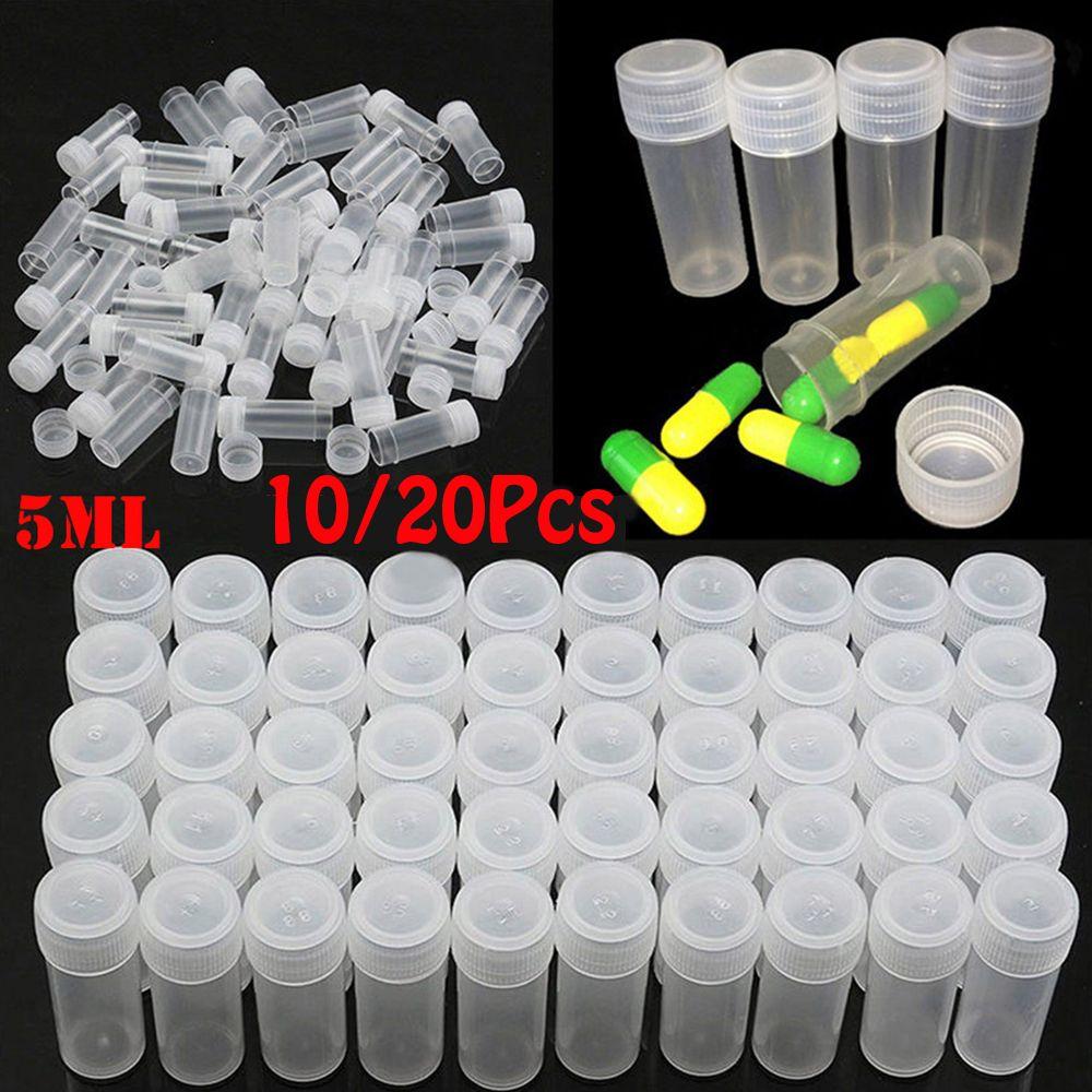 10/20pcs Sewing Needle Box Storage Lid Lab Sample Bottle Plastic Small Vial Test Tube