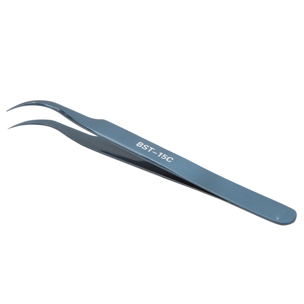Tweezers Curved Bent Tip Stainless Steel Finishing Polish High Hardness Antimagnetic Acid Proof